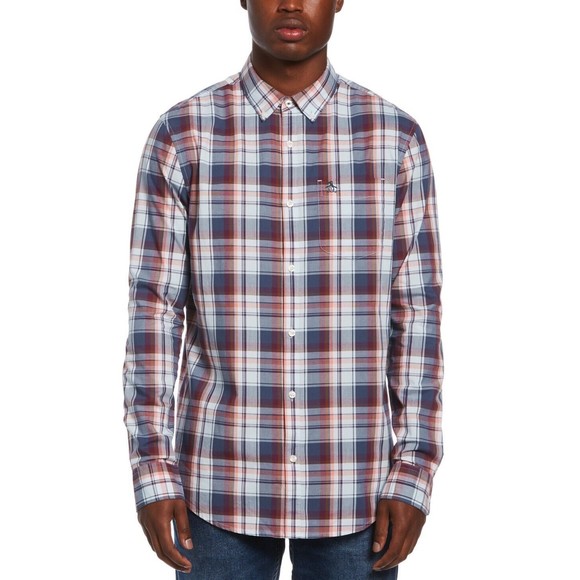 Original Penguin Jaspe Plaid Button Down Shirt Mens S Long Sleeve Stretch NEW - Picture 1 of 8